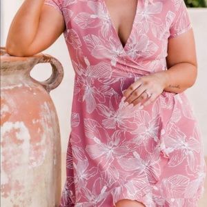 Pink Lily Draw Your Attention Wrap Floral Dress